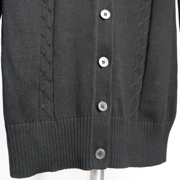 Banana Republic Factory Black V-Neck Lightweight Cable Knit Midi Cardigan Sz L - Picture 4 of 10